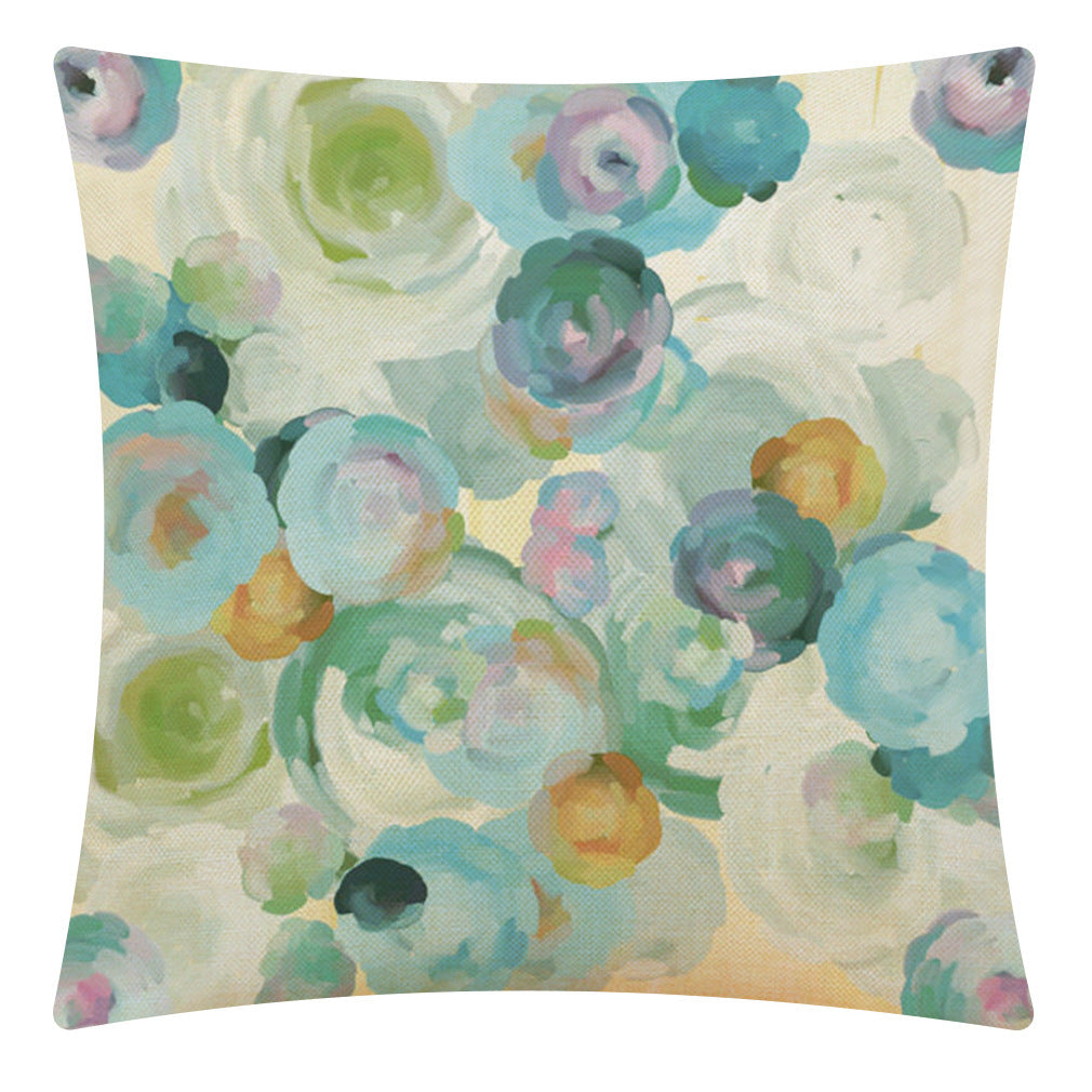 Vibrant Watercolor Cushion Cover – Cotton Linen Throw Pillow