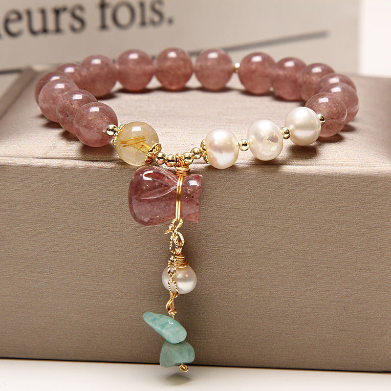 Natural Garnet Crystal Bracelet – Elegant Charm Jewelry for Women
