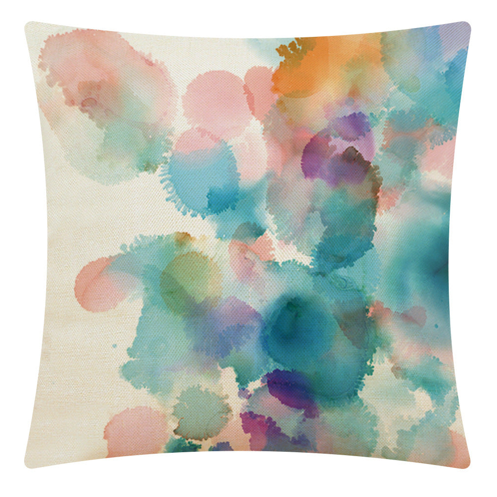 Vibrant Watercolor Cushion Cover – Cotton Linen Throw Pillow