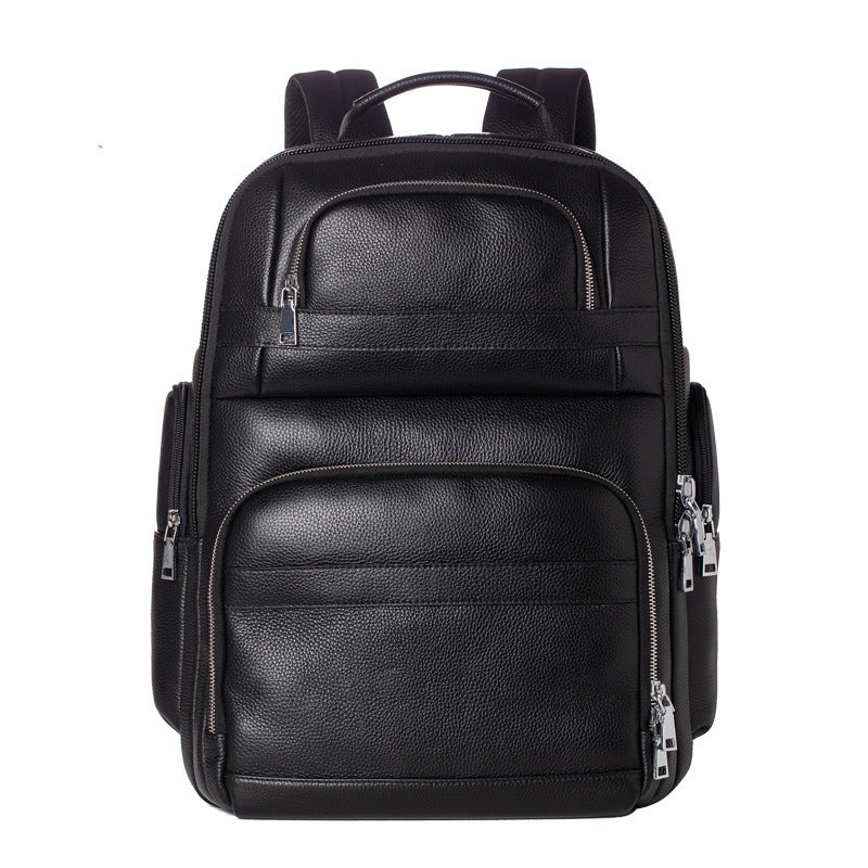 Luxury Genuine Leather Backpack – Timeless Black Travel & Business Bag