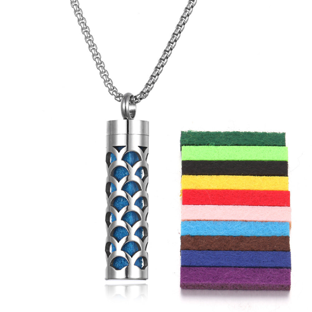 Aromatherapy Pendant Necklace – Essential Oil Diffuser Locket in Titanium Steel