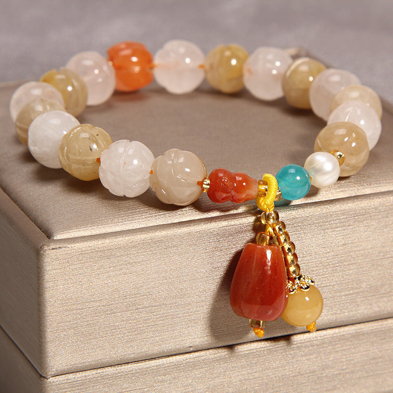 Natural Garnet Crystal Bracelet – Elegant Charm Jewelry for Women