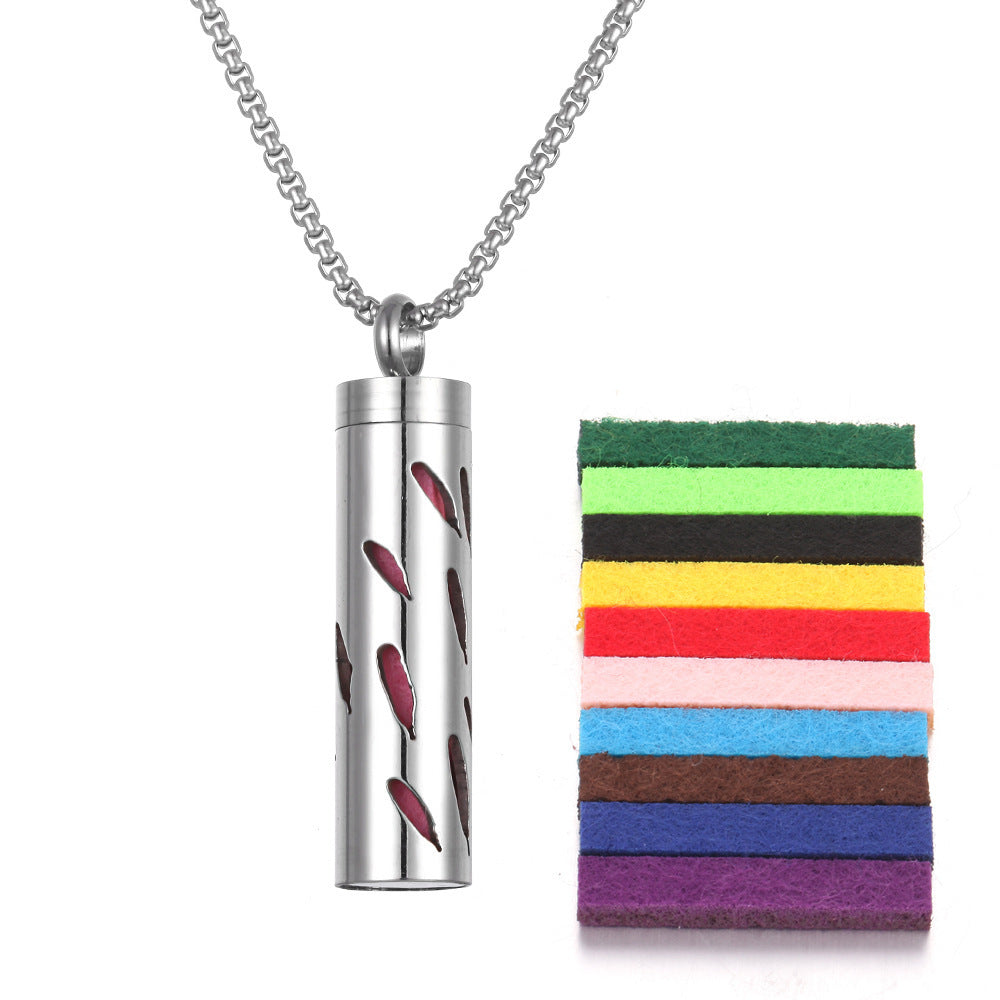Aromatherapy Pendant Necklace – Essential Oil Diffuser Locket in Titanium Steel