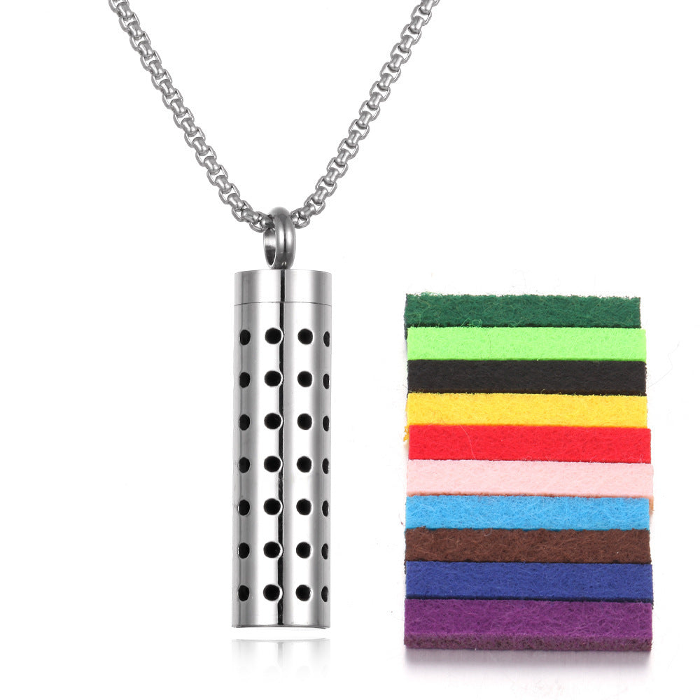 Aromatherapy Pendant Necklace – Essential Oil Diffuser Locket in Titanium Steel