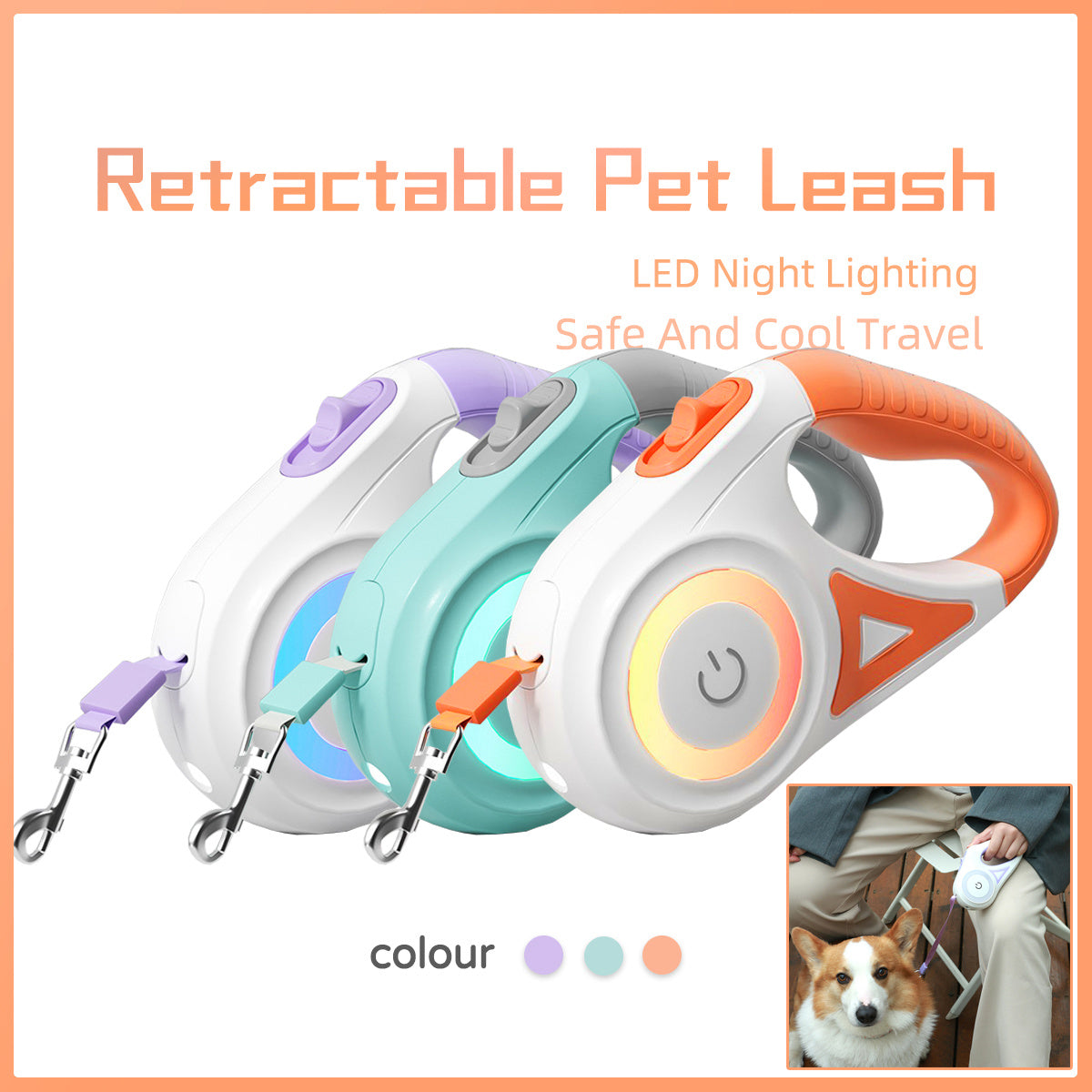 Luxury LED Retractable Leash with Flashlight – Safe & Stylish Walks for Dogs & Cats