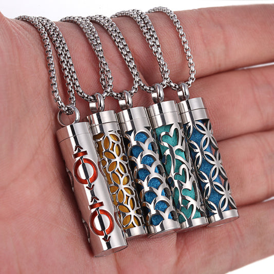 Aromatherapy Pendant Necklace – Essential Oil Diffuser Locket in Titanium Steel