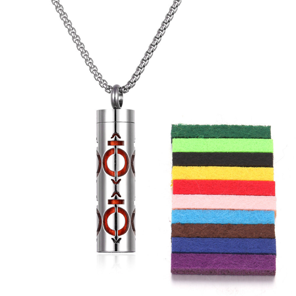 Aromatherapy Pendant Necklace – Essential Oil Diffuser Locket in Titanium Steel