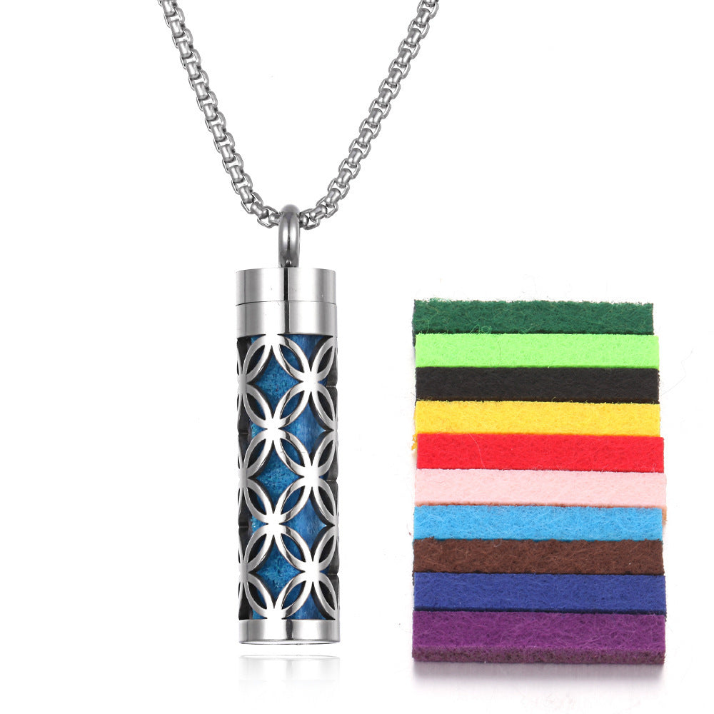 Aromatherapy Pendant Necklace – Essential Oil Diffuser Locket in Titanium Steel