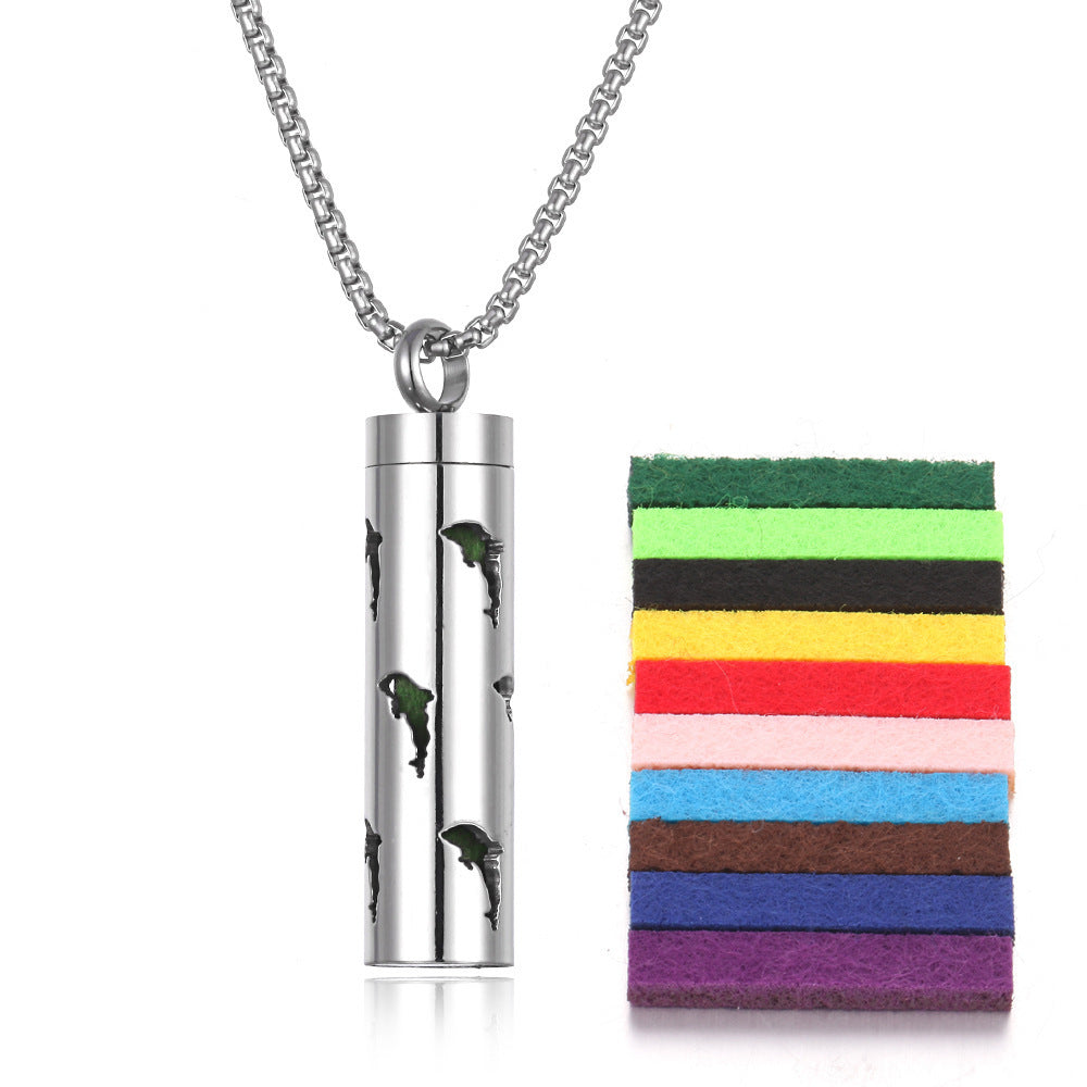 Aromatherapy Pendant Necklace – Essential Oil Diffuser Locket in Titanium Steel