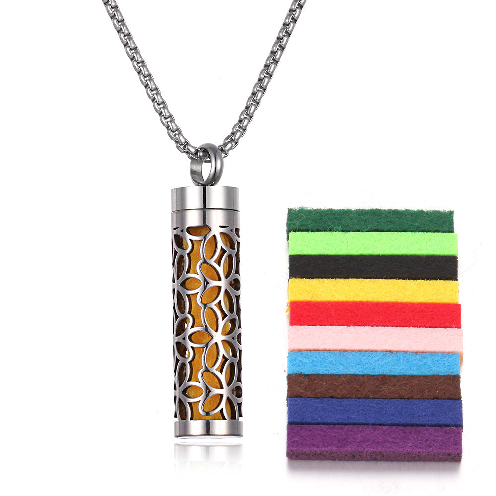 Aromatherapy Pendant Necklace – Essential Oil Diffuser Locket in Titanium Steel