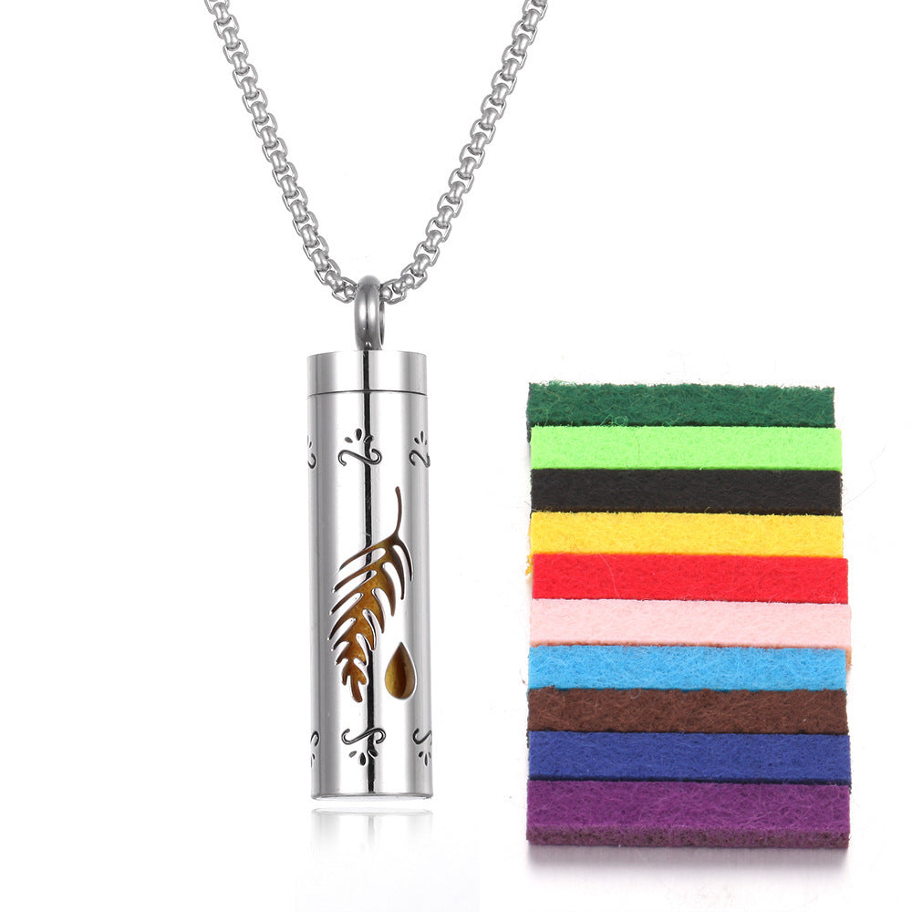 Aromatherapy Pendant Necklace – Essential Oil Diffuser Locket in Titanium Steel