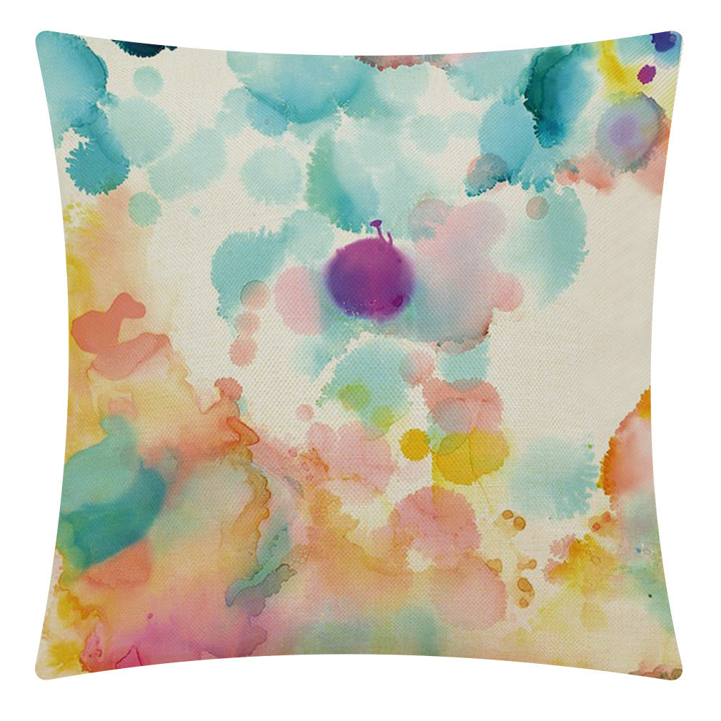 Vibrant Watercolor Cushion Cover – Cotton Linen Throw Pillow