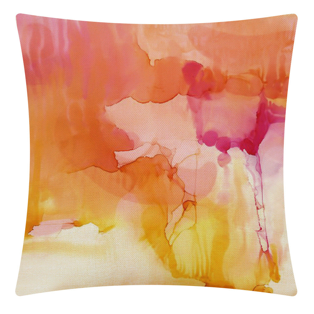 Vibrant Watercolor Cushion Cover – Cotton Linen Throw Pillow