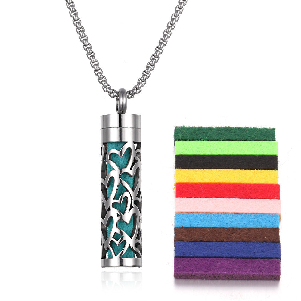Aromatherapy Pendant Necklace – Essential Oil Diffuser Locket in Titanium Steel